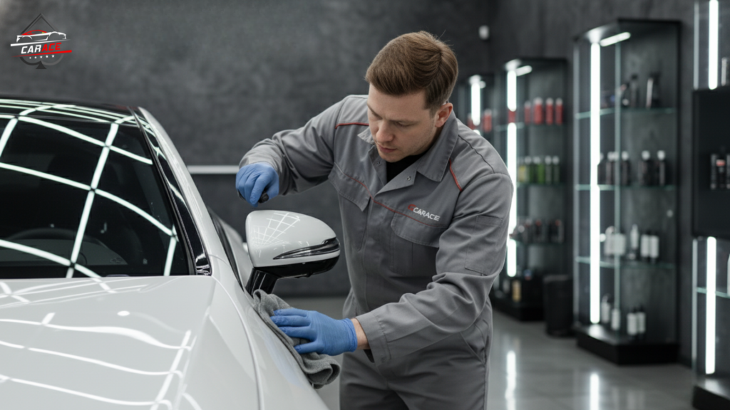 Professional car polishing and waxing at Noida Sector 3 auto detailing shop.