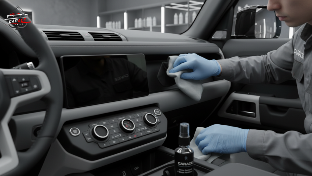 Rim and brake dust cleaning service in car detailing studio Noida Sector 3.