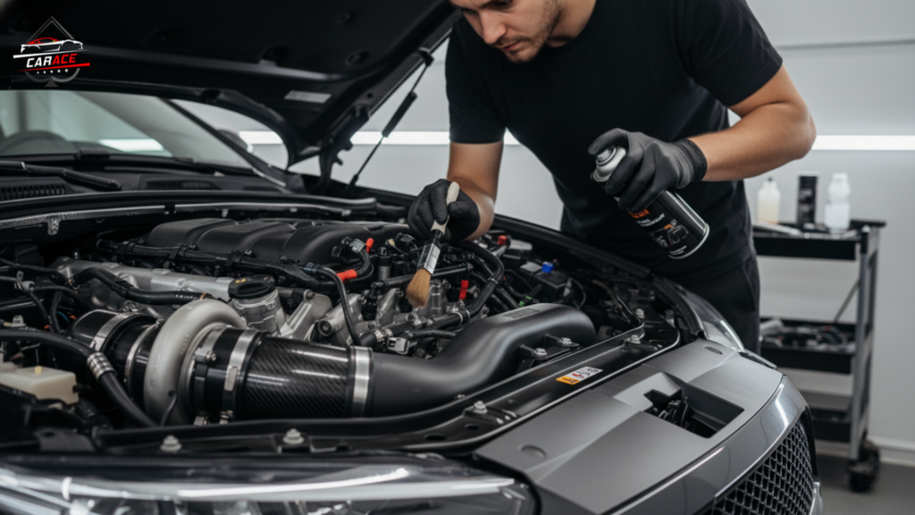 Premium car exterior polish and ceramic shine at Noida Sector 3 detailing studio.