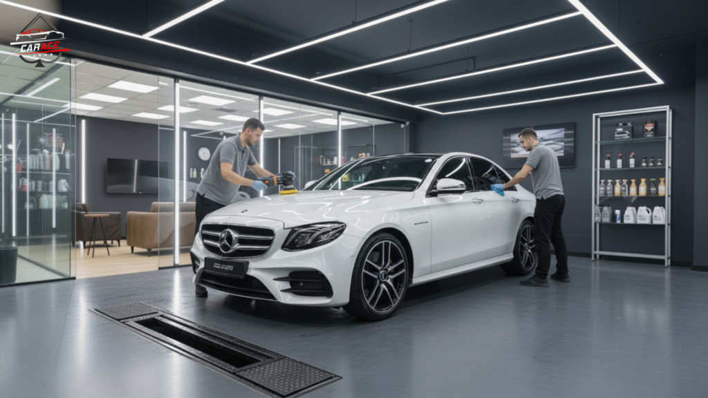 Car foam wash and pressure cleaning at Noida Sector 3 car detailing centre.